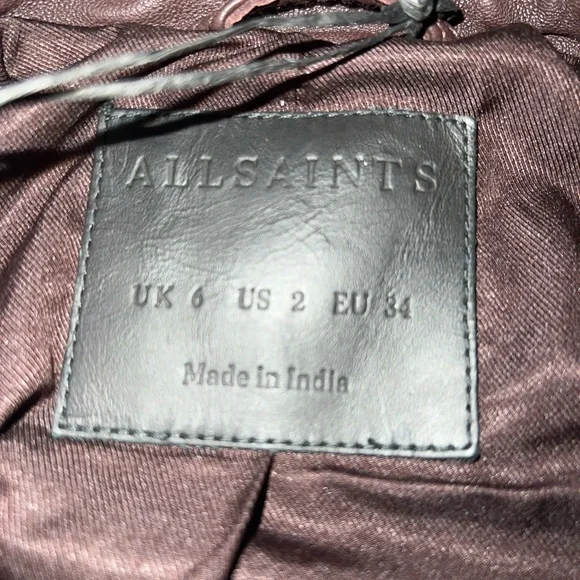 Allsaints lamb leather jacket brand new with tags! Sz 2 - Picture 3 of 5